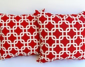 Red and Natural Throw pillow covers set of two 18" x 18" cushion covers Red and Natural Gotcha links