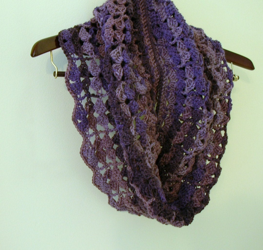 Crochet Infinity Scarf Cowl -Purple Tones