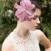Ombre Rose Pink Feather Art Deco Fascinator Headpiece with Swarovski Crystal Center