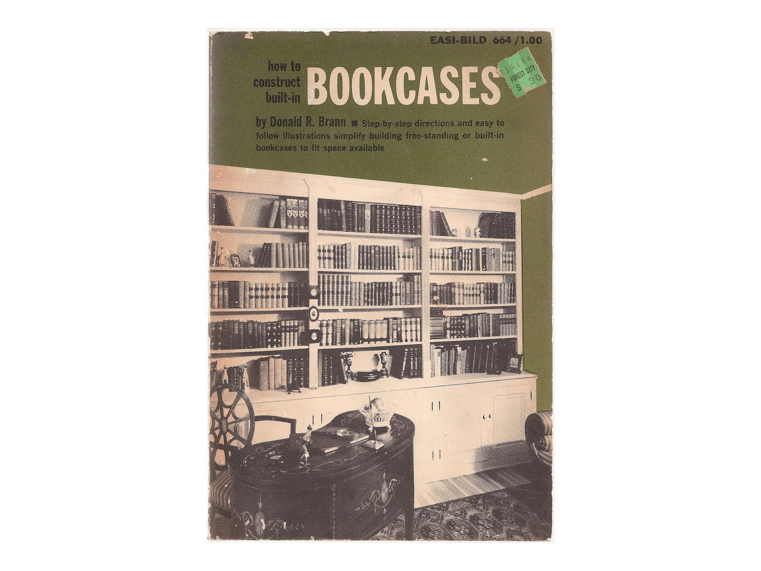 FREE SHIPPING - Built in Bookcases - Vintage Mid Century Instructional Home Decorating Book 1960's - Sale