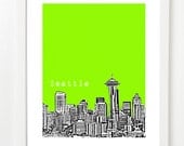 Seattle - Seattle Poster - City Skyline Art Print - Seattle Washington - Space Needle VERSION 1