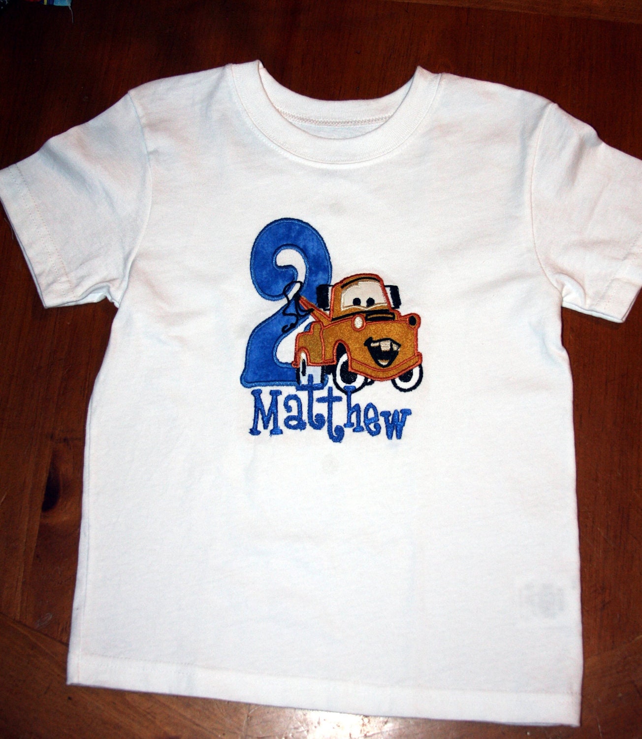 Tow Mater personalized appliqued birthday shirt
