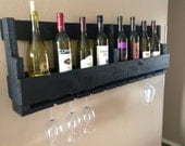 Reclaimed Wood Wine Rack- Black