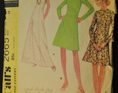 Misses' Dress in Three Versions Size 16 Bust 38 Vintage 1970 Sewing Pattern McCall's 2665 A Time Saver Quickie Pattern