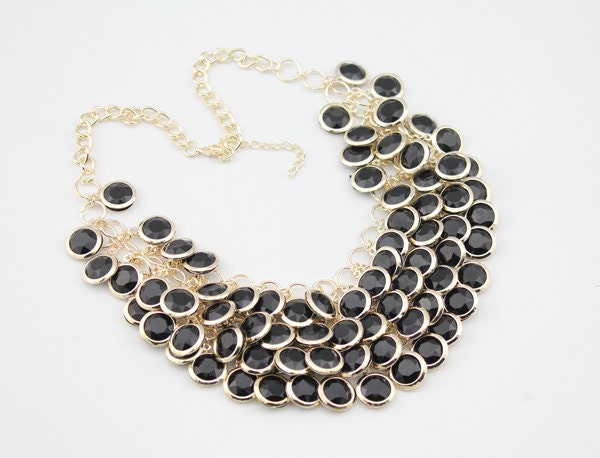 black bubble statement necklace,holiday party,bridesmaid gifts,Summer Jewelry,Beaded Jewelry,wedding necklace with chain