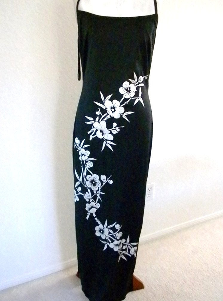 Vintage, Black long dress with silver flowers, Two dresses Size 6