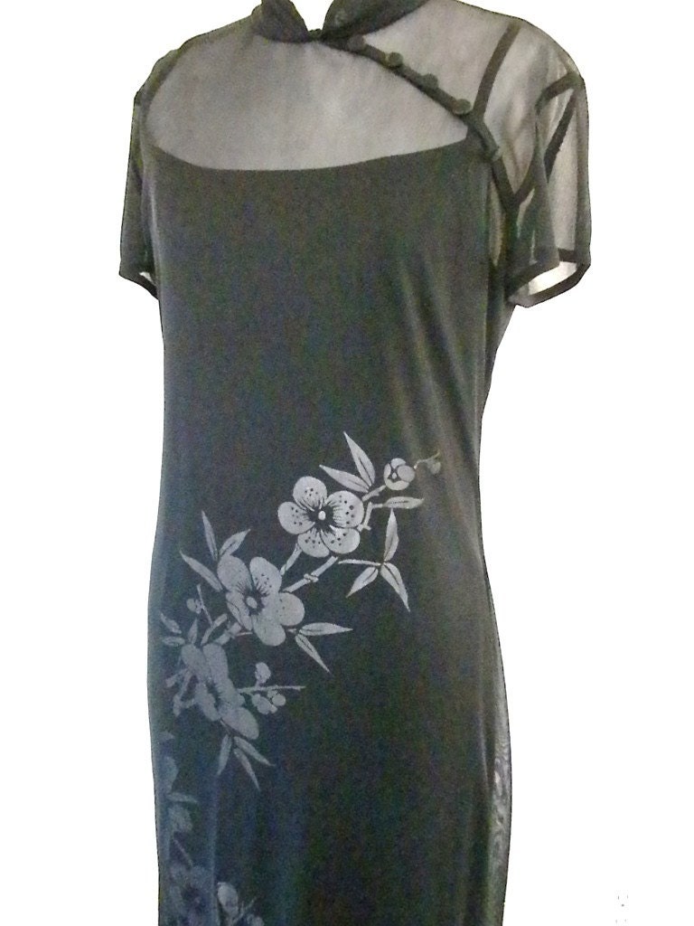 Vintage, Black long dress with silver flowers, Two dresses Size 6