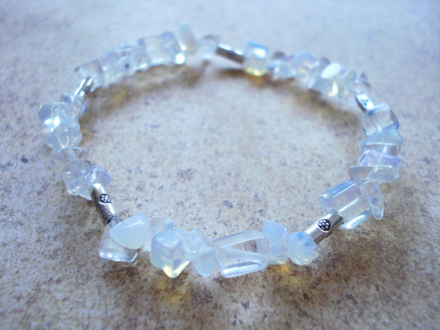 Moonstone and Sterling Silver Snow Flower Bracelet