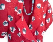 Vintage Red Career Dress 1980's Shoulder Pads Wrap Front 12