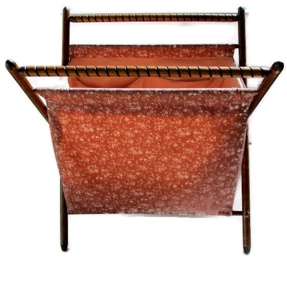 Vintage Wood Frame Knitting Needle Craft Carrier Cotton Basket Caddy - WeeLambieVintage