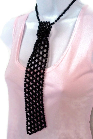 Beaded Necktie Necklace Japan Hipster Mod Necklace