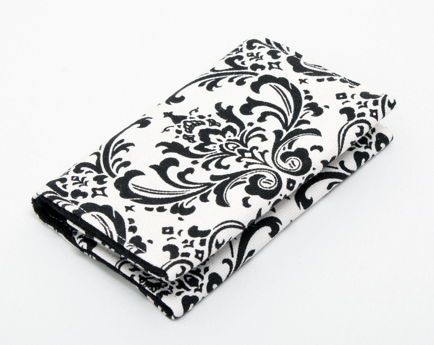 Business card holder/small wallet/business card wallet/gift card case - black damask