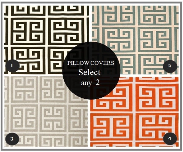 Greek Key CHOOSE ANY TWO.20x20 inch.Pillow Cover.Printed Fabric.Greek Key Pillow Cover