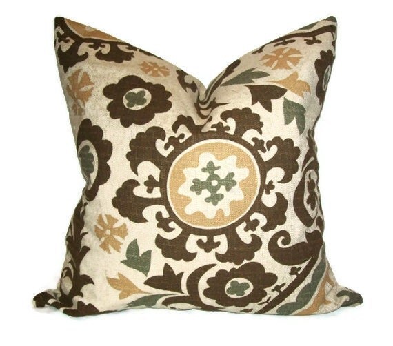 Accent Pillow.16x16 inch.Decorator Pillow Cover.Multi Colored Textured Suzani Pattern