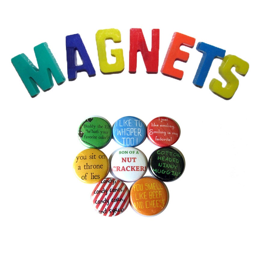 Buddy the Elf Magnet Button Set (Full Set of 8) Funny Christmas Decoration