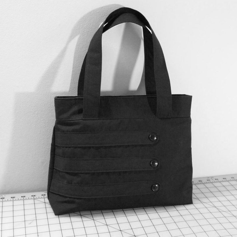 Medium Tote Bag with Decorative Straps in Black
