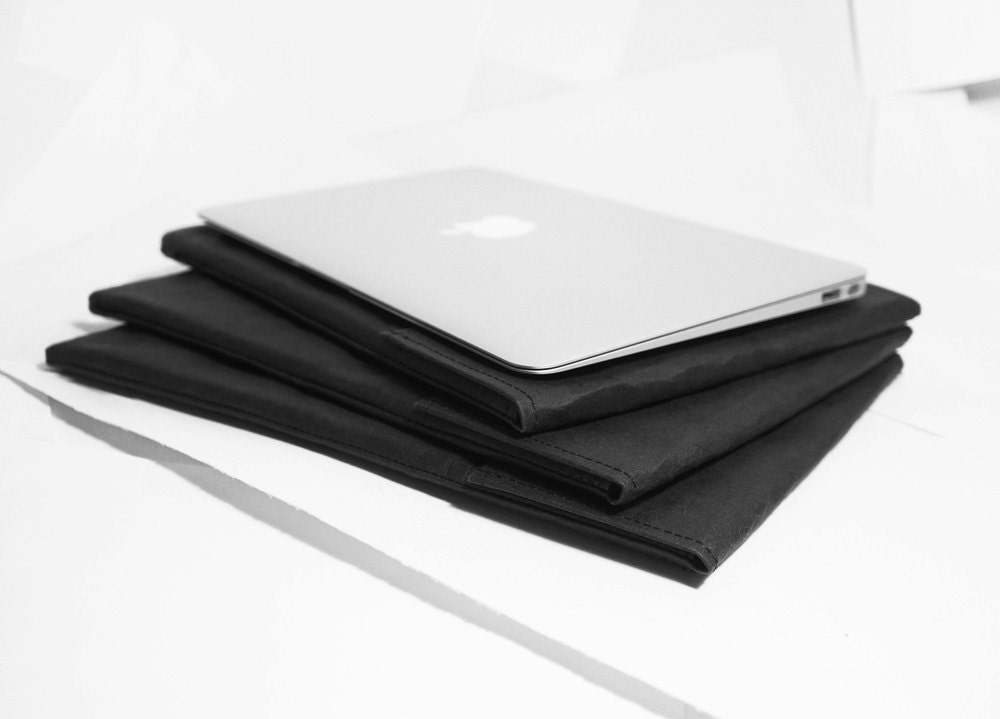 Macbook air 11" Macbook Case Sleeve Wool Felt/Black Extraordinary Handmade Paper Felt Case Sleeve Bag for Macbook air 11"-Custom Made-B2102b