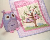 Owl Quilt, Crib Bedding, Owl Pillow, Nursery and Room Decor, Baby Girl Bedding, Blanket