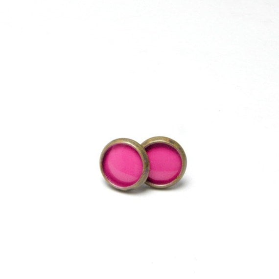 Pink enamel studs, copper