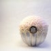 Pincushion needlecraft vintage Jello mold shabby chic cottage pale pink strawberry mousse cream chenille decorative straight pins TAGT tenX