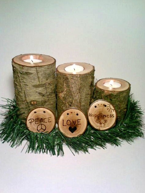 Christmas Ornaments, Rustic Christmas Ornaments, Log Slice, Wood Slice, Peace, Love