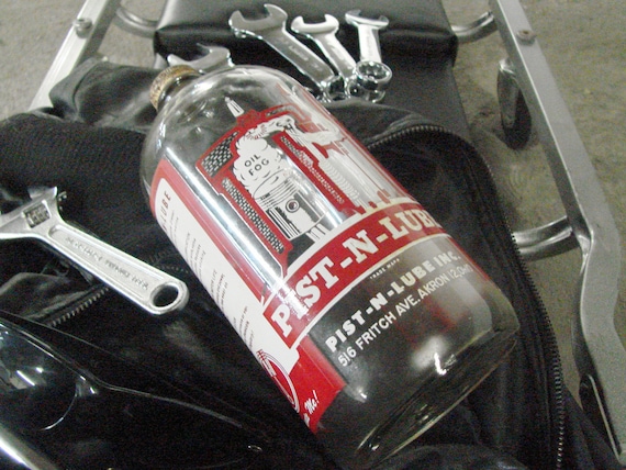 Vintage Pist-N-Lube Glass Bottle-Old Advertising