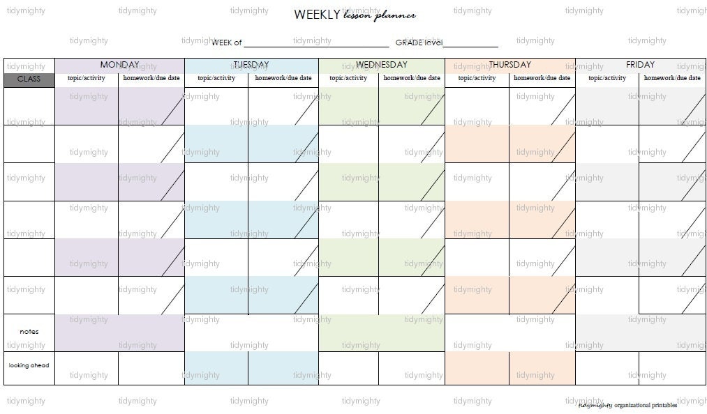 Teacher Weekly Lesson Planner / Organizer (Back to School) - Printable PDF (INSTANT DOWNLOAD)
