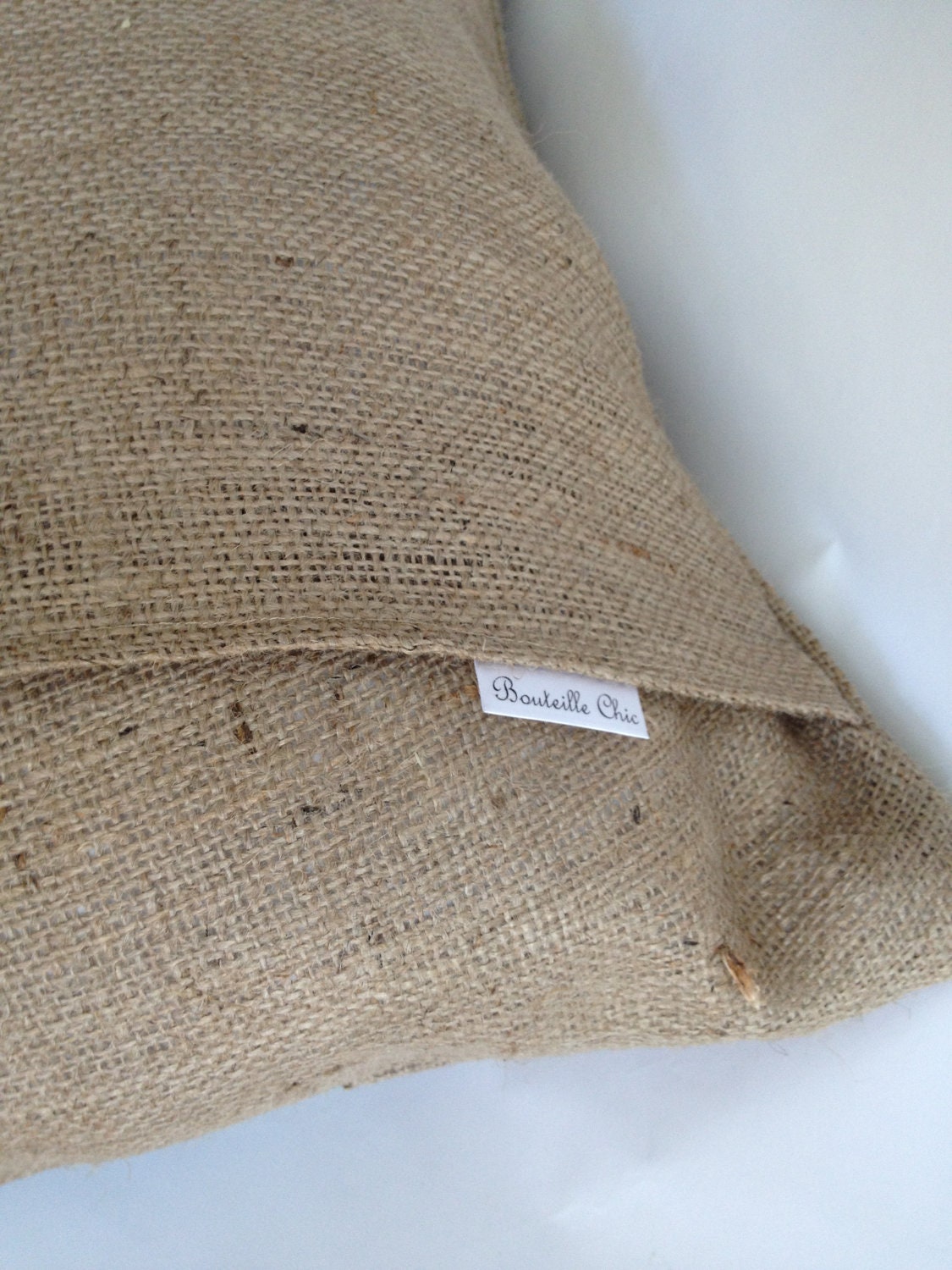 Village Blue and Natural Chevron and Burlap Pillow Cover