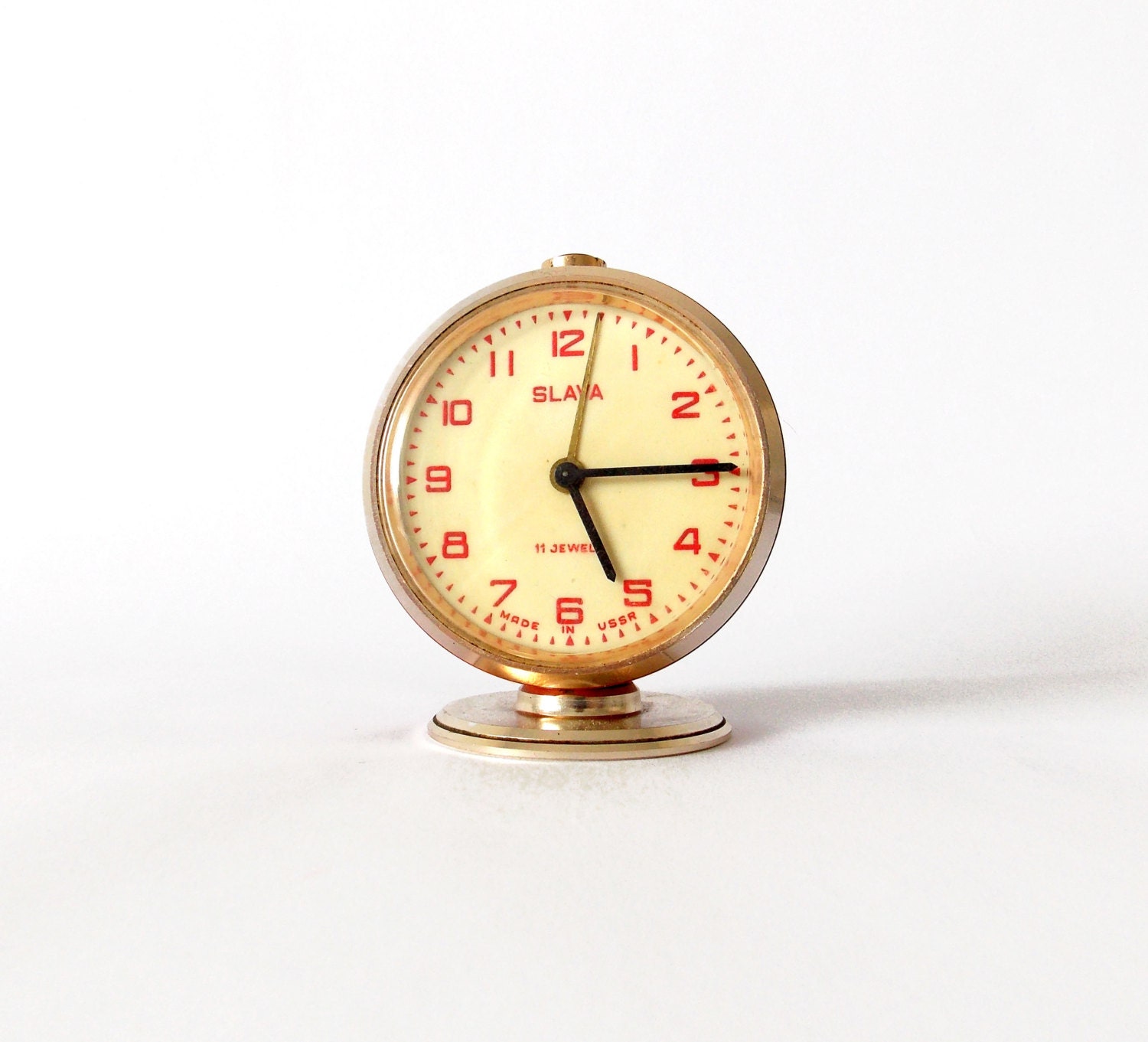 Burnt red - orange slava Russian Soviet Clock - vintage clock in working order, table clock, alarm clock, retro decor