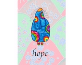 Signed Art Print "Lupita Full of Hope" 5x7 artwork print: meditative girl with rainbows inspirational angel series believe faith love joy