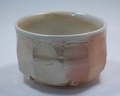 Wood-Fired Faceted Chawan (4.5" D, 3" H, W 457g) porcelain w/ shino liner- CA18