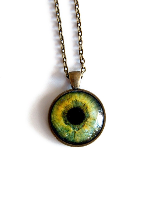 Dark Green Eye Necklace / Eye Pendant / Eye Jewelry / Human Iris Necklace / Third Eye