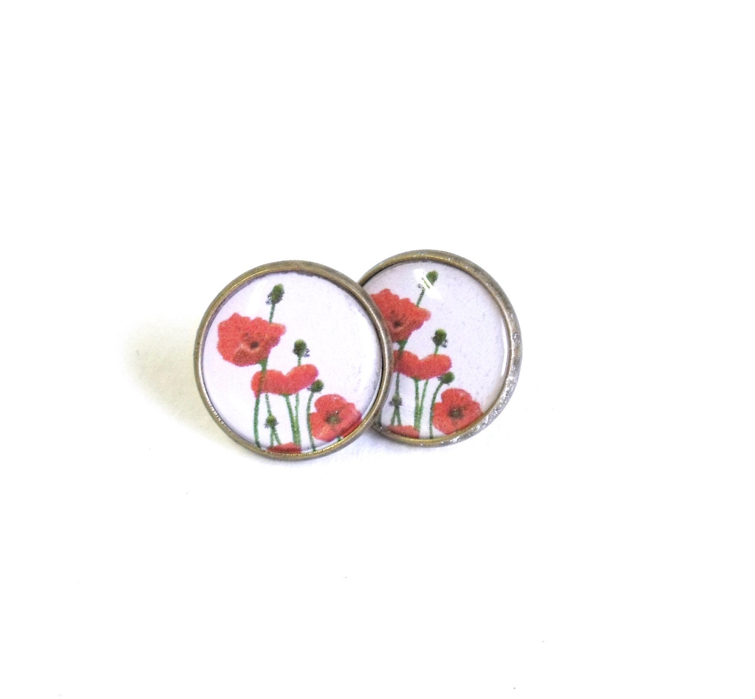 Poppy earring studs floral ear post