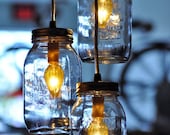 Recycled Mason Jar Chandelier Pendant Lamp Hanging Light