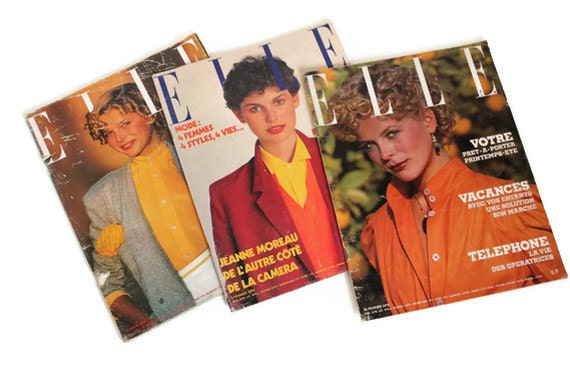 Rare Vintage Fashion French Elle Magazines from 1979