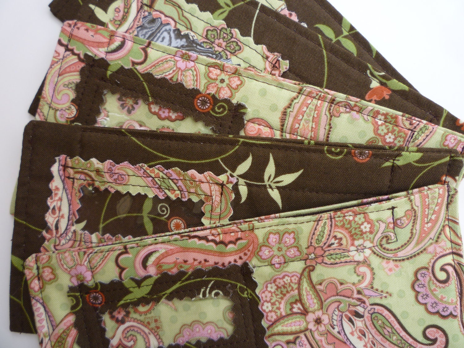Five Designer Fabric Cash Envelopes With Velcro Wrap