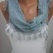 Soft Blue Shawl Scarf - Headband - Cowl with Lace Edge Spring Trends