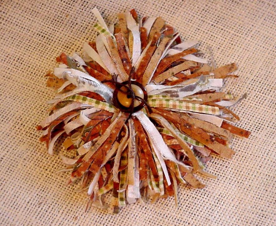 Shabby Autumn Corsage Original Floral Brooch Neutral Fall Flower Handmade OOAK Tattered Gypsy Boho Shawl Wrap Pin itsyourcountryspirit