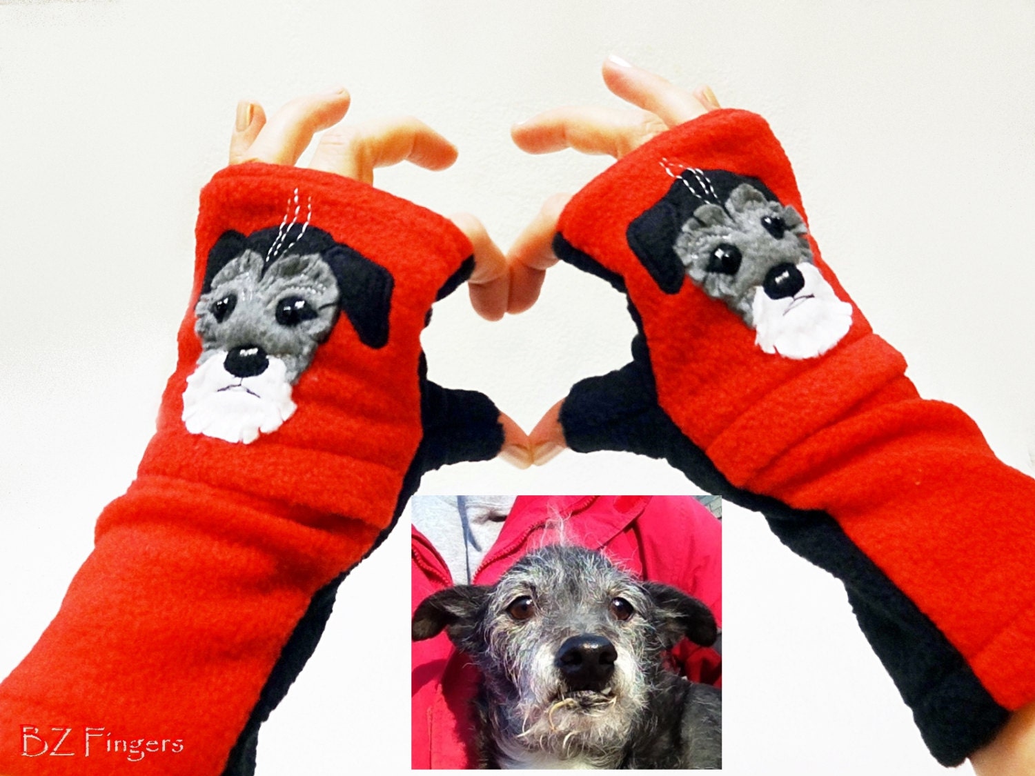 Personalized Dog Gift. Fingerless Gloves with Pockets for Dog Lovers.