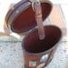 Mini Vintage Travel Steam Trunk - Cylindrical Brown Leather Body with Leather Strap/Brass Closure & Mini Travel Stickers