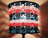 Boho Chic Lampshade Teal Pink Watermelon Crochet Housewares Unique Lighting OOAK Hippie Home Decor