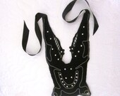 Felt Collar Steam Punk Studded Collar Silver Beaded Lace  Gothic Necklace