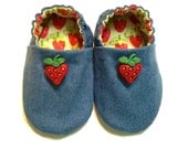 Denim and Strawberry Baby Girl Shoes