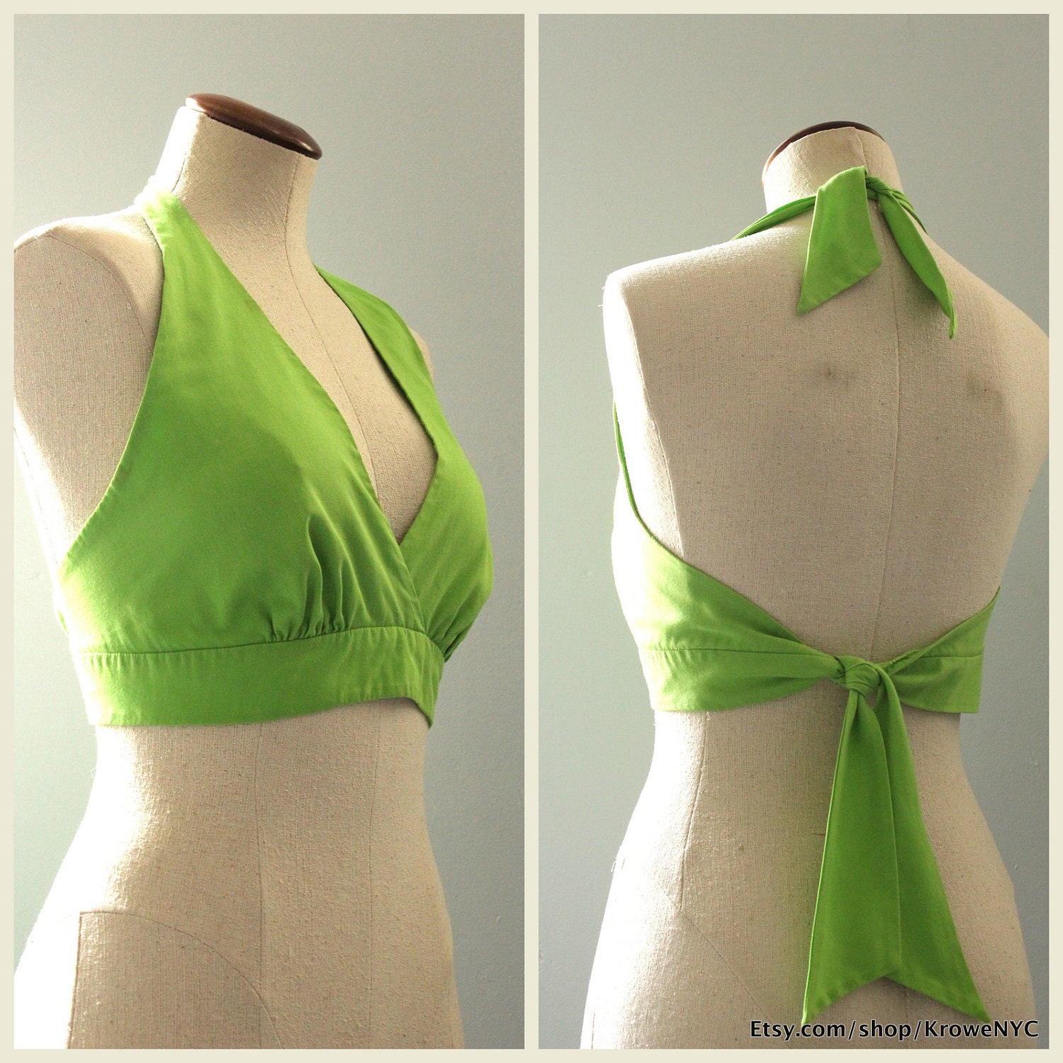 vintage 1960s LIME green HALTER TOP for the by AmericanDrifter