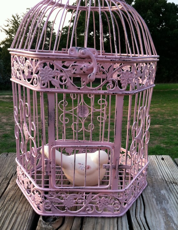 Shabby Chic Pink Bird Cage Hexagon Shaped / by ReFeatherYourNest