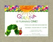 The Very Hungry Caterpillar Themed Custom Printable Birthday Invitation