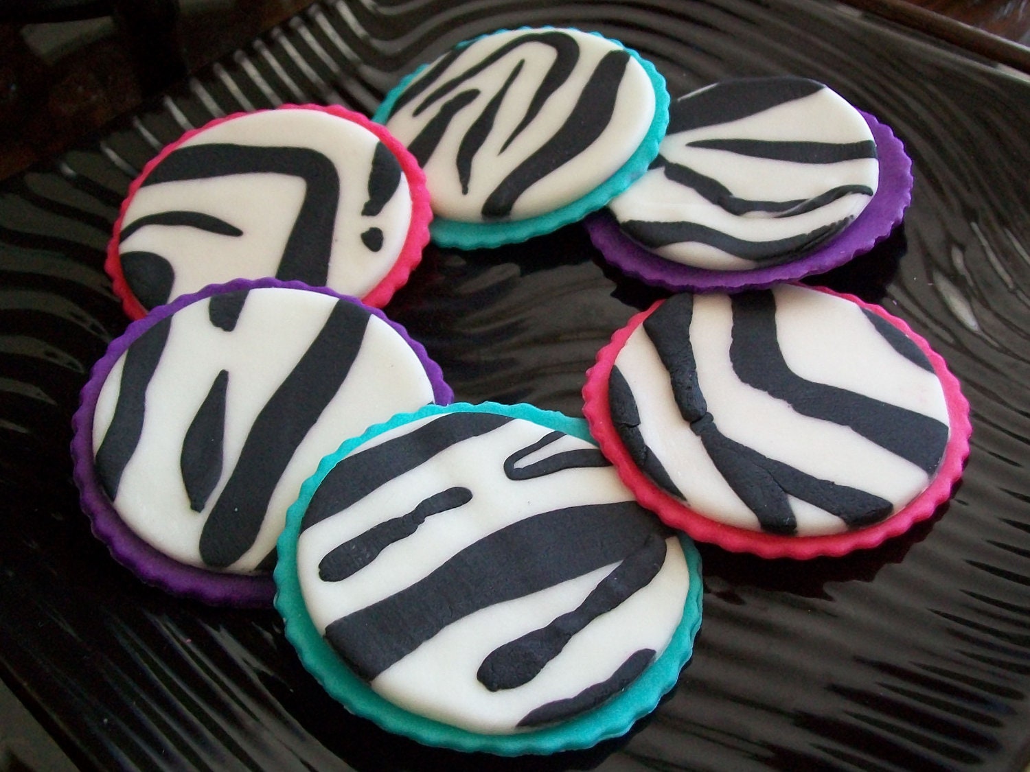 Zebra Striped Cupcake Toppers- customizable colors