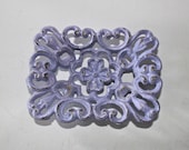 Lilac Soap Dish/ Business Card Holder/ Candy Dish/ Hand Painted Cast Iron/ Office, Desk, Bathroom, Kitchen Decor/ Decorative Shabby Chic