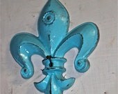 Aqua Wall Hook /Cast Iron /Ornate /Cottage/ Shabby Chic /Key Holder /Accessory /Coat hanger /Wall Decor /Towel Hook / Ornate Fixture