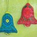 Vintage 1970s Bucilla Holiday Bells Jeweled Christmas Ornament Kit, 4 Stuffed Felt Sequined & Beaded Decorations